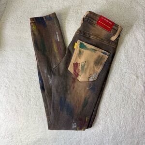 Pheelings Paint Splatter Distressed Skinny Jeans Size 28 Artistic Streetwear‎